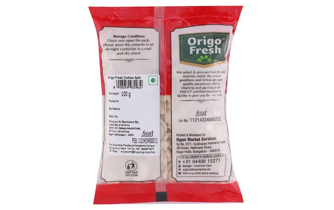 Origo Fresh Cashew Split    Pack  100 grams